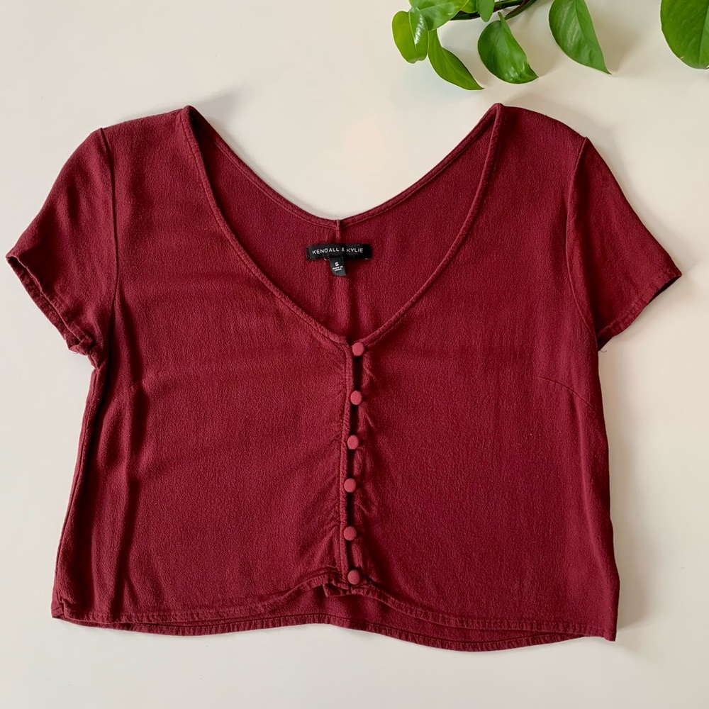 Kendall & Kylie Maroon button down top